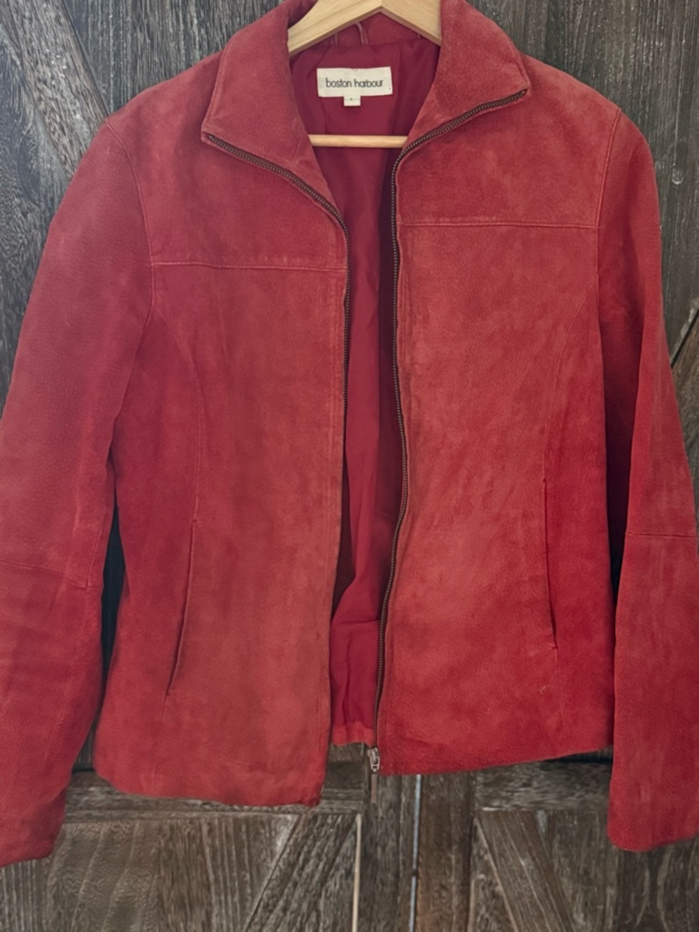 Boston Harbour Women's Red Suede Zip Jacket